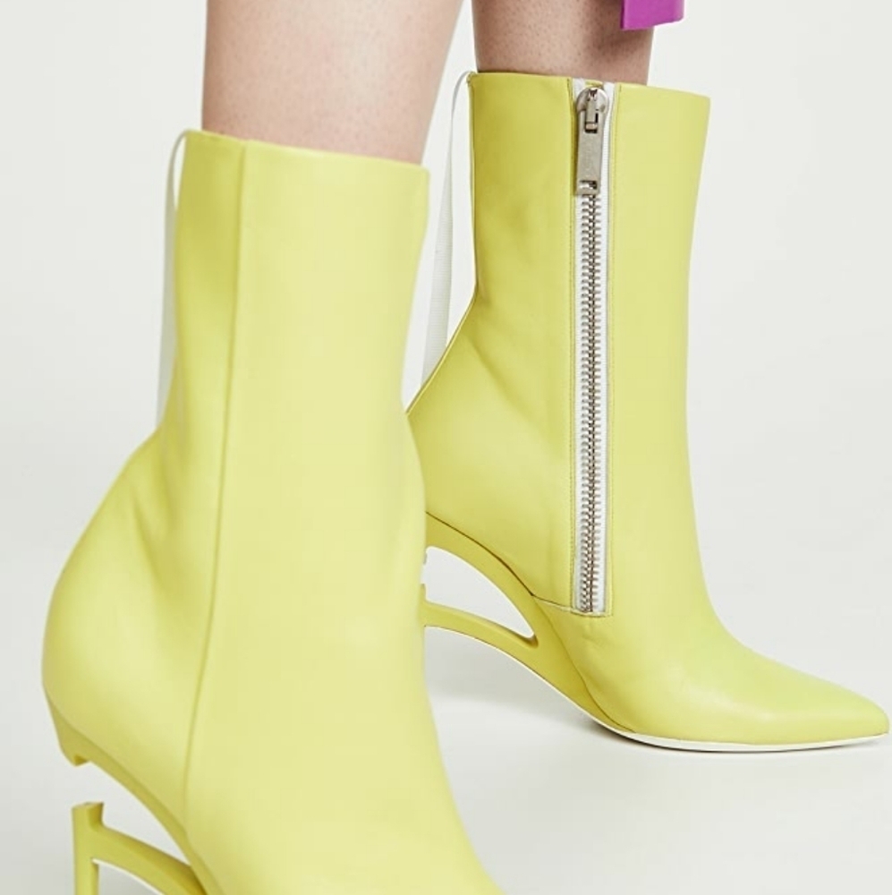 UNRAVEL‎ PROJECT BROKEN HEEL LEATHER LIME BOOT 37 7
